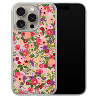 Leuke Telefoonhoesjes iPhone 15 Pro Max hybride hoesje - Floral garden