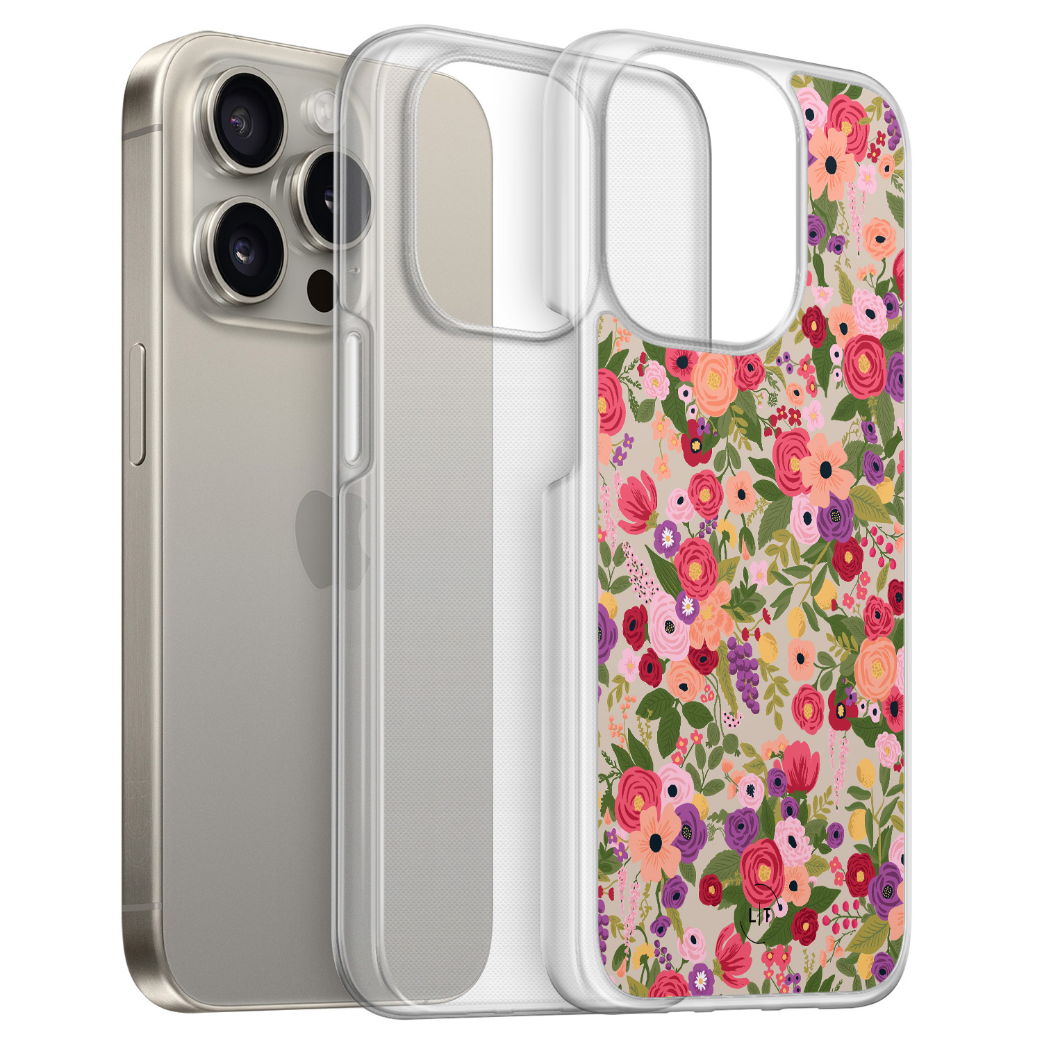 Leuke Telefoonhoesjes iPhone 15 Pro Max hybride hoesje - Floral garden