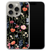 Leuke Telefoonhoesjes iPhone 15 Pro Max hybride hoesje - Dark flowers