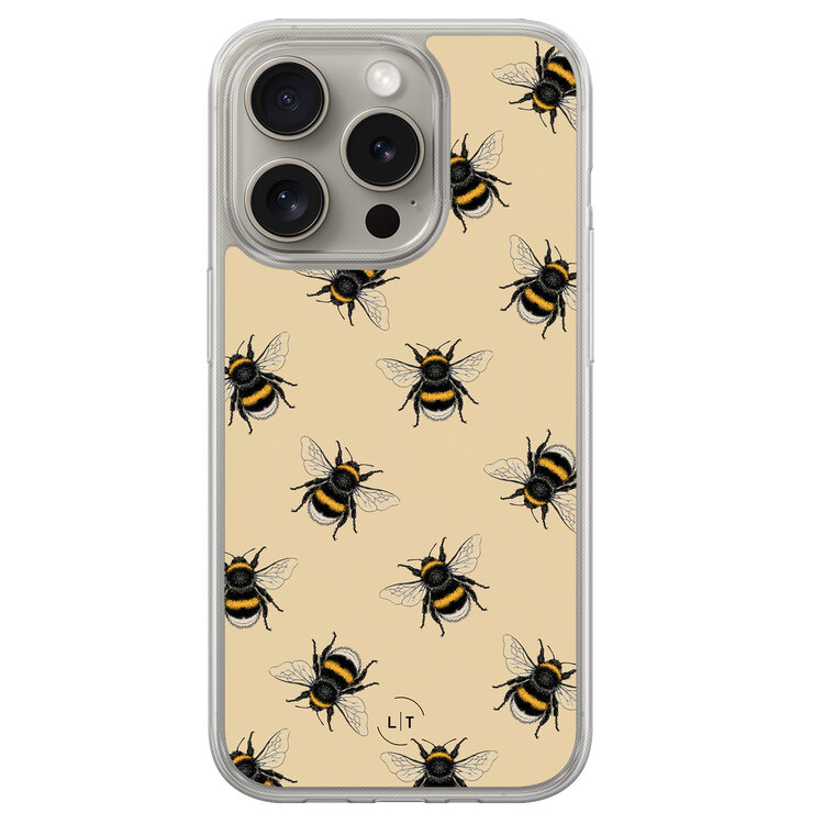 Leuke Telefoonhoesjes iPhone 15 Pro Max hybride hoesje - Bee happy