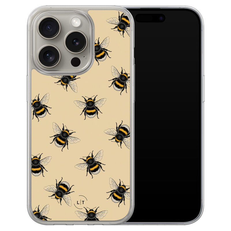 Leuke Telefoonhoesjes iPhone 15 Pro Max hybride hoesje - Bee happy