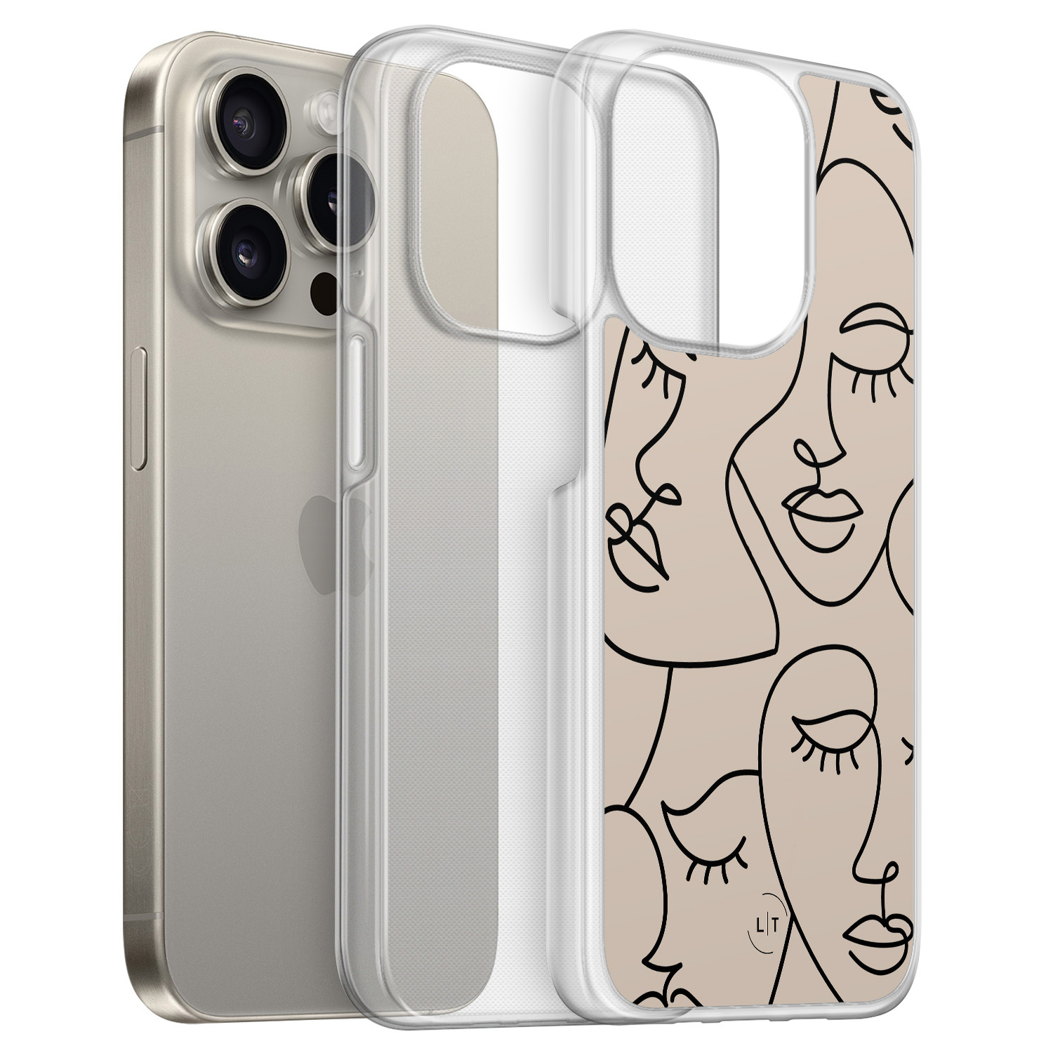 Leuke Telefoonhoesjes iPhone 15 Pro Max hybride hoesje - Abstract faces
