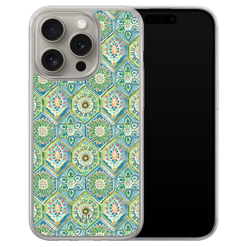 Leuke Telefoonhoesjes iPhone 15 Pro Max hybride hoesje - Bohemian vibes