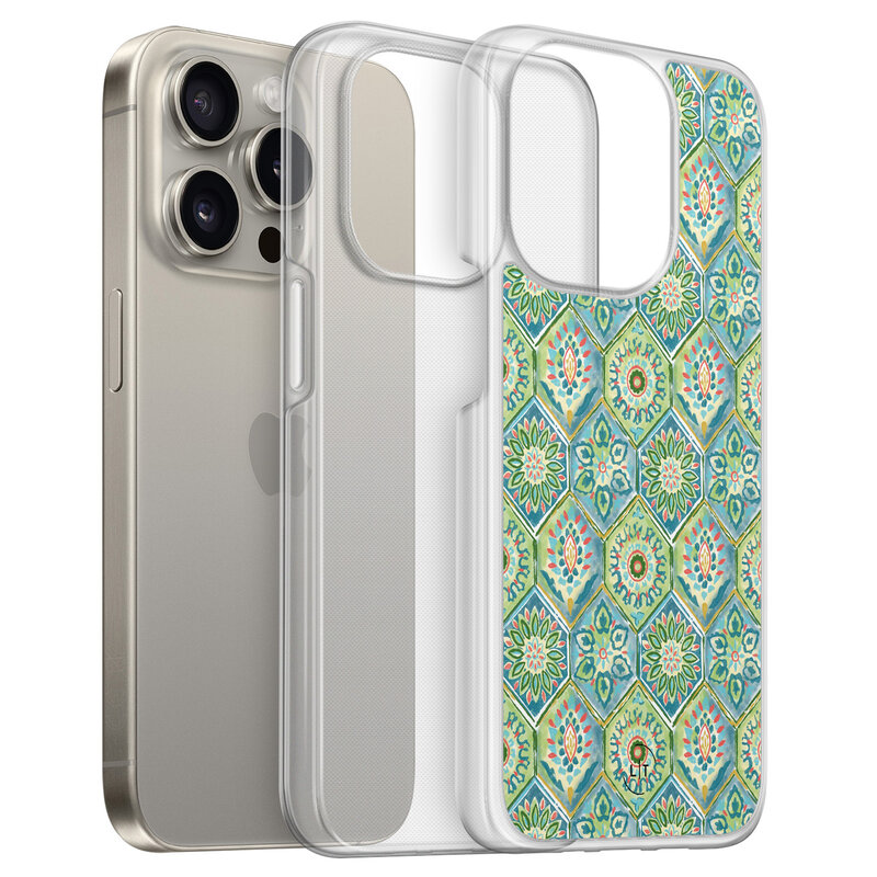 Leuke Telefoonhoesjes iPhone 15 Pro Max hybride hoesje - Bohemian vibes