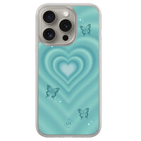 Leuke Telefoonhoesjes iPhone 15 Pro Max hybride hoesje - Retro hart vlinder