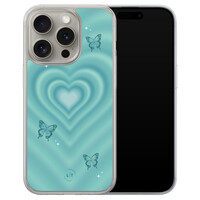 Leuke Telefoonhoesjes iPhone 15 Pro Max hybride hoesje - Retro hart vlinder