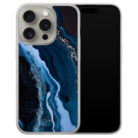 Leuke Telefoonhoesjes iPhone 15 Pro Max hybride hoesje - Marmer lagoon blauw