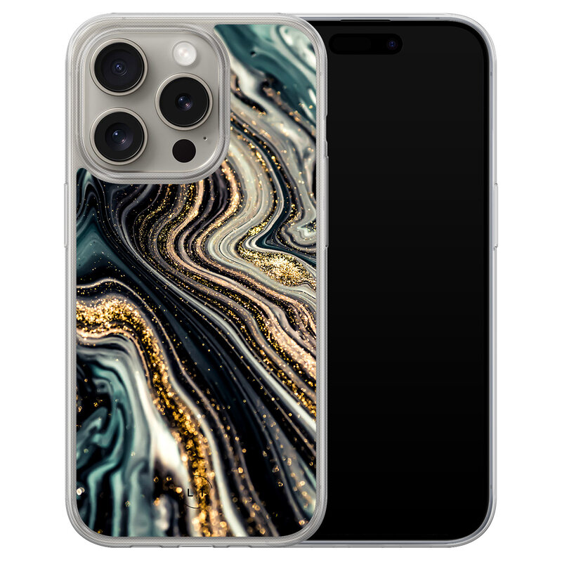 Leuke Telefoonhoesjes iPhone 15 Pro Max hybride hoesje - Marmer swirl