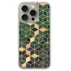 Leuke Telefoonhoesjes iPhone 15 Pro Max hybride hoesje - Kubus groen