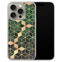 Leuke Telefoonhoesjes iPhone 15 Pro Max hybride hoesje - Kubus groen