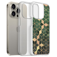 Leuke Telefoonhoesjes iPhone 15 Pro Max hybride hoesje - Kubus groen