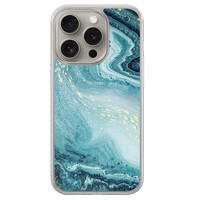Leuke Telefoonhoesjes iPhone 15 Pro Max hybride hoesje - Marmer blauw