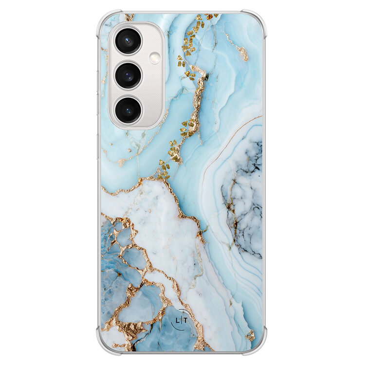 Leuke Telefoonhoesjes Samsung Galaxy S23 FE shockproof case - Marmer babyblauw
