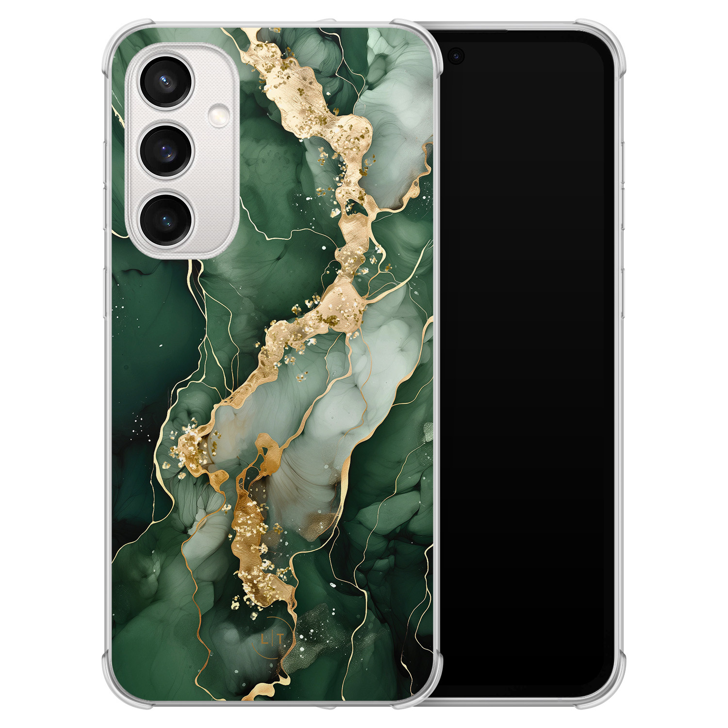 Leuke Telefoonhoesjes Samsung Galaxy S23 FE shockproof case - Marmer groen goud