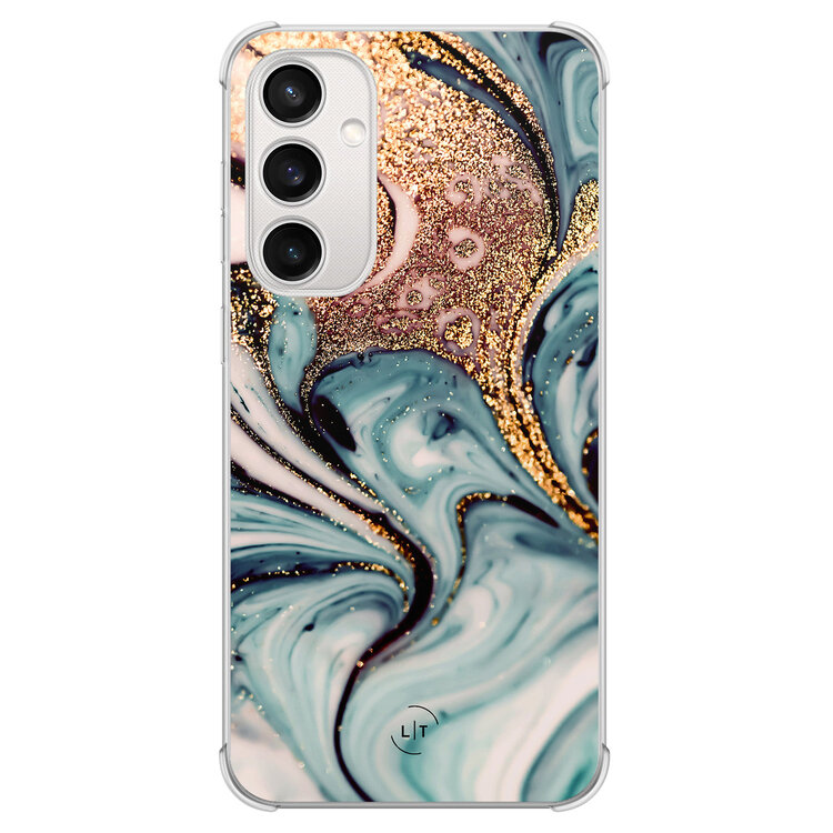 Leuke Telefoonhoesjes Samsung Galaxy S23 FE shockproof case - Marmer blauw goud