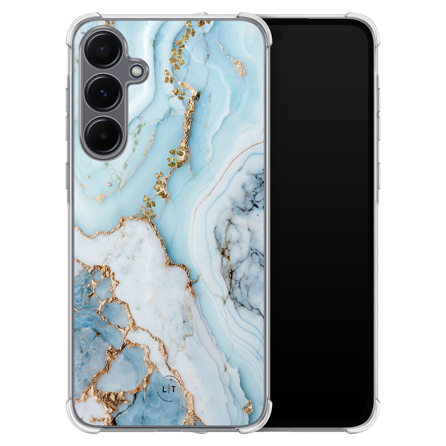 Leuke Telefoonhoesjes Samsung Galaxy A55 shockproof case - Marmer babyblauw