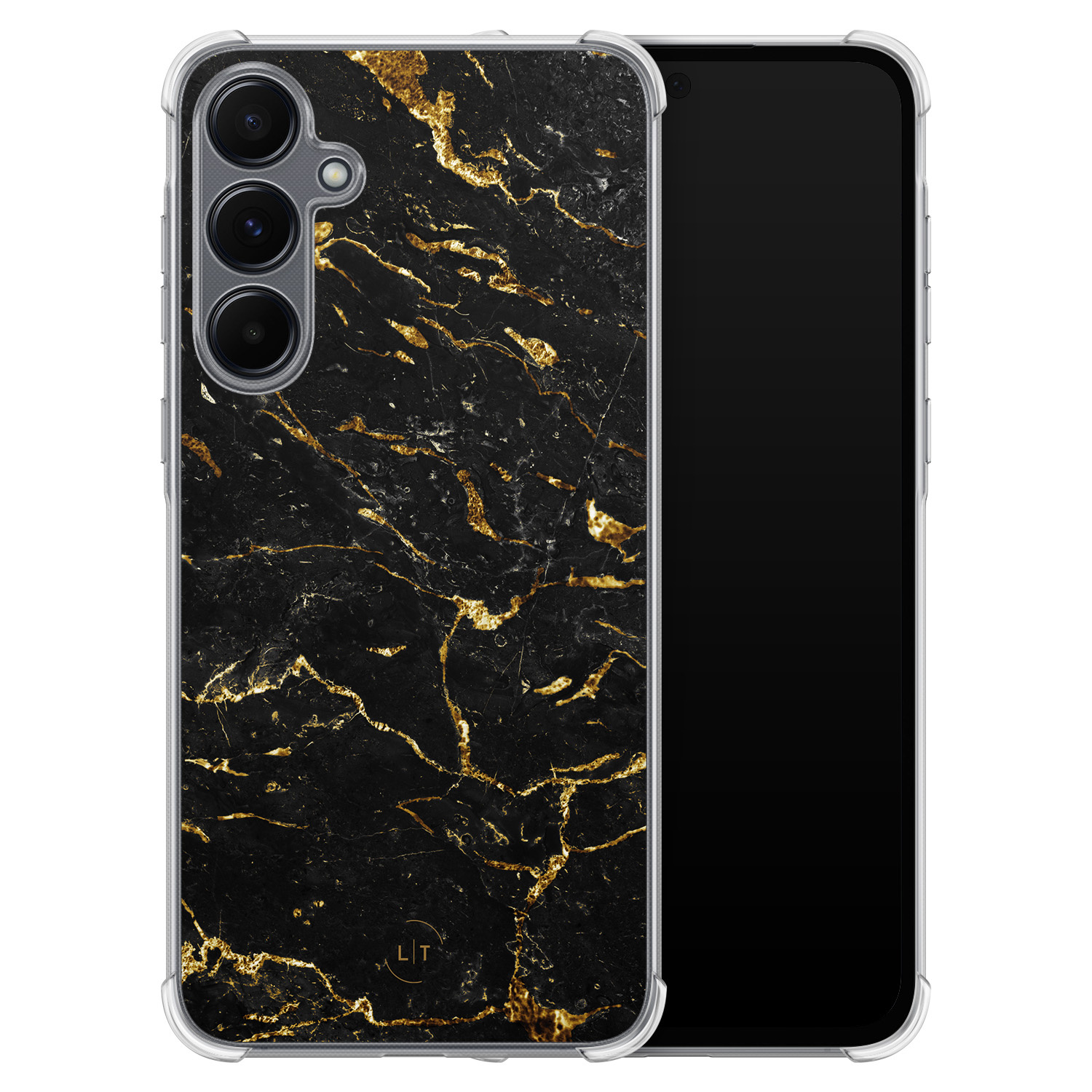 Leuke Telefoonhoesjes Samsung Galaxy A55 shockproof case - Marmer zwart goud