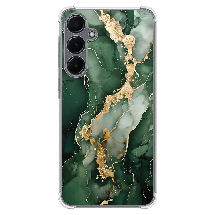 Leuke Telefoonhoesjes Samsung Galaxy A55 shockproof case - Marmer groen goud