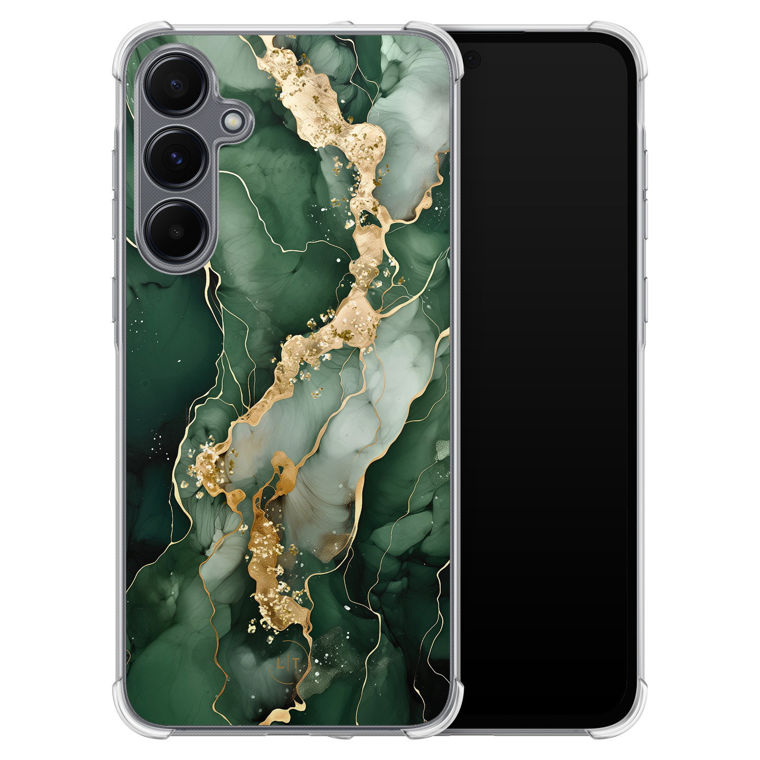 Leuke Telefoonhoesjes Samsung Galaxy A55 shockproof case - Marmer groen goud