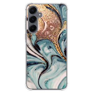 Leuke Telefoonhoesjes Samsung Galaxy A55 shockproof case - Marmer blauw goud