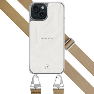 Leuke Telefoonhoesjes iPhone 15 hoesje met beige koord - Joie de vivre