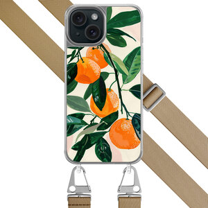 Leuke Telefoonhoesjes iPhone 15 hoesje met beige koord - Oranges