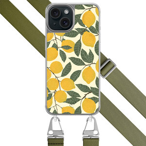Leuke Telefoonhoesjes iPhone 15 hoesje met groen koord - Citroenen