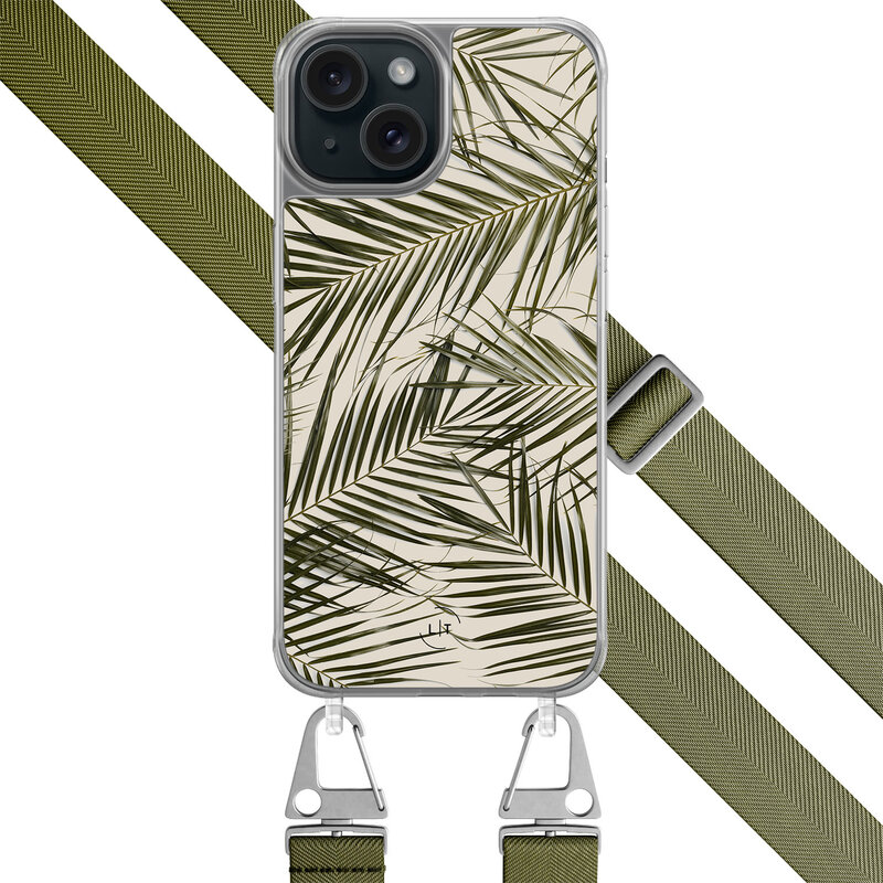 Leuke Telefoonhoesjes iPhone 15 hoesje met groen koord - Leave me alone