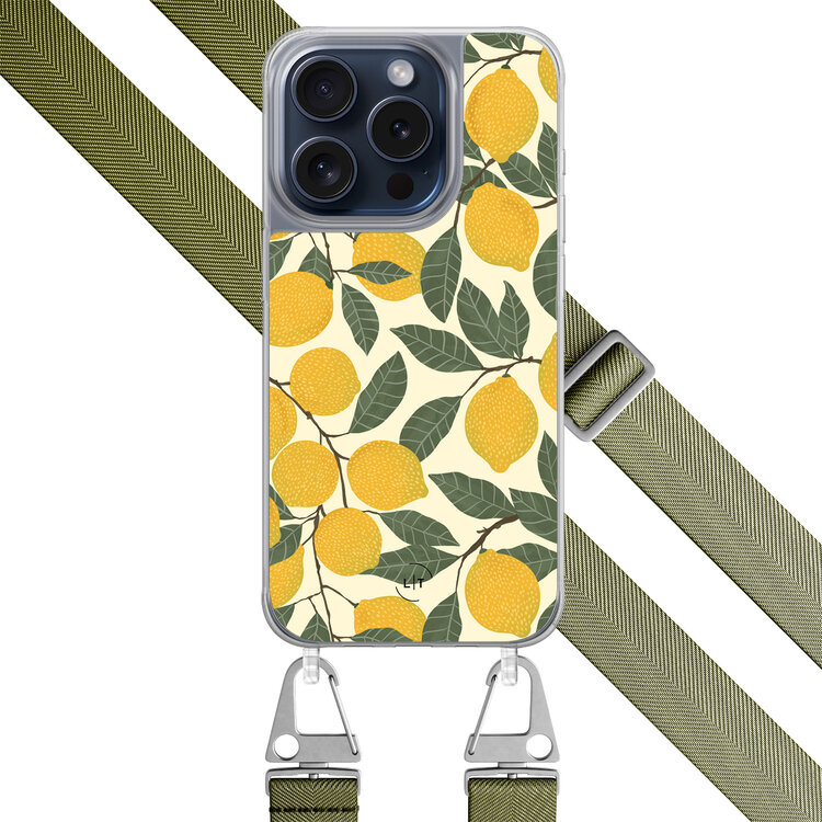Leuke Telefoonhoesjes iPhone 15 Pro hoesje met groen koord - Citroenen