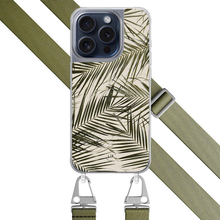 Leuke Telefoonhoesjes iPhone 15 Pro hoesje met groen koord - Leave me alone