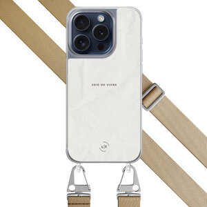 Leuke Telefoonhoesjes iPhone 15 Pro hoesje met beige koord - Joie de vivre