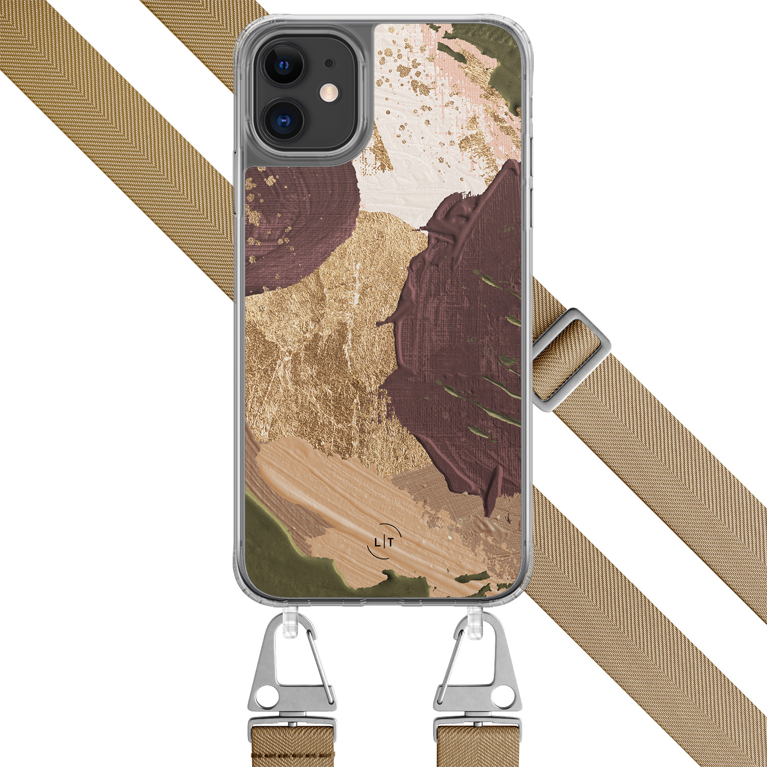 Leuke Telefoonhoesjes iPhone 11 hoesje met beige koord - Abstract art