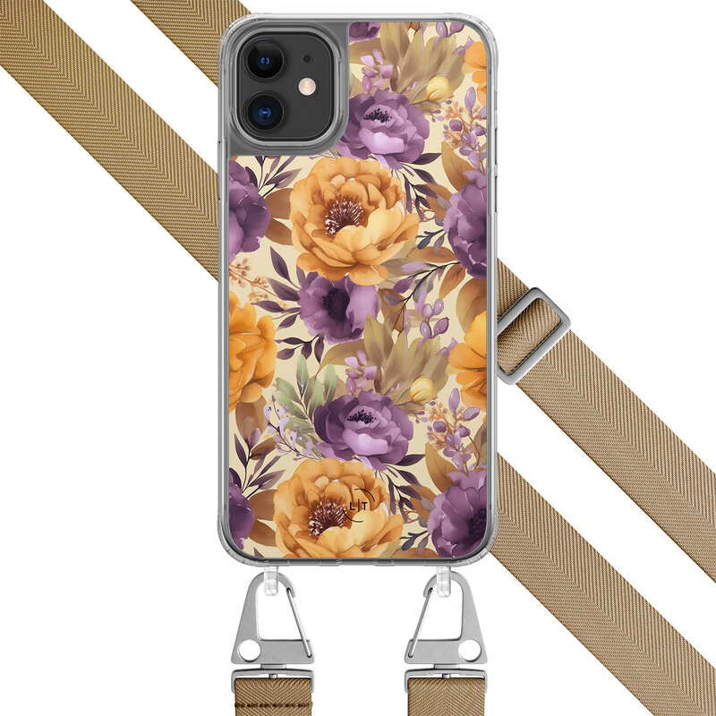 Leuke Telefoonhoesjes iPhone 11 hoesje met beige koord - Floral mix