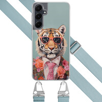 Leuke Telefoonhoesjes Samsung Galaxy A54 hoesje met blauw koord - Tijger hipster