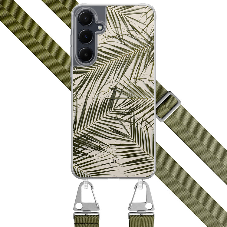 Leuke Telefoonhoesjes Samsung Galaxy A54 hoesje met groen koord - Leave me alone