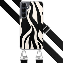 Leuke Telefoonhoesjes Samsung Galaxy A54 hoesje met zwart koord - Zebra