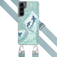 Leuke Telefoonhoesjes Samsung Galaxy A54 hoesje met blauw koord - Baby shark