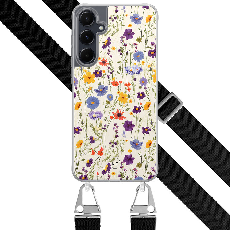 Leuke Telefoonhoesjes Samsung Galaxy A54 hoesje met zwart koord - Wildflowers