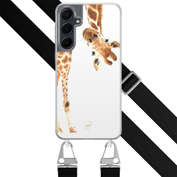 Leuke Telefoonhoesjes Samsung Galaxy A54 hoesje met zwart koord - Giraffe