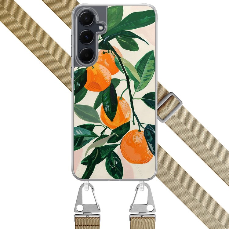 Leuke Telefoonhoesjes Samsung Galaxy A55 hoesje met beige koord - Oranges