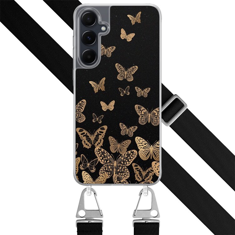 Leuke Telefoonhoesjes Samsung Galaxy A55 hoesje met zwart koord - Vlinders