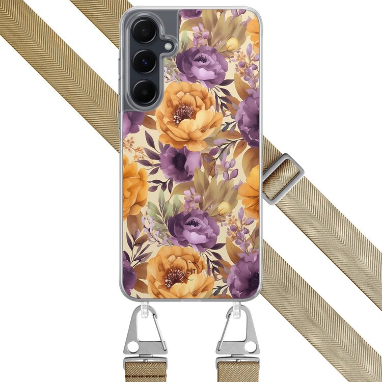 Leuke Telefoonhoesjes Samsung Galaxy A55 hoesje met beige koord - Floral mix