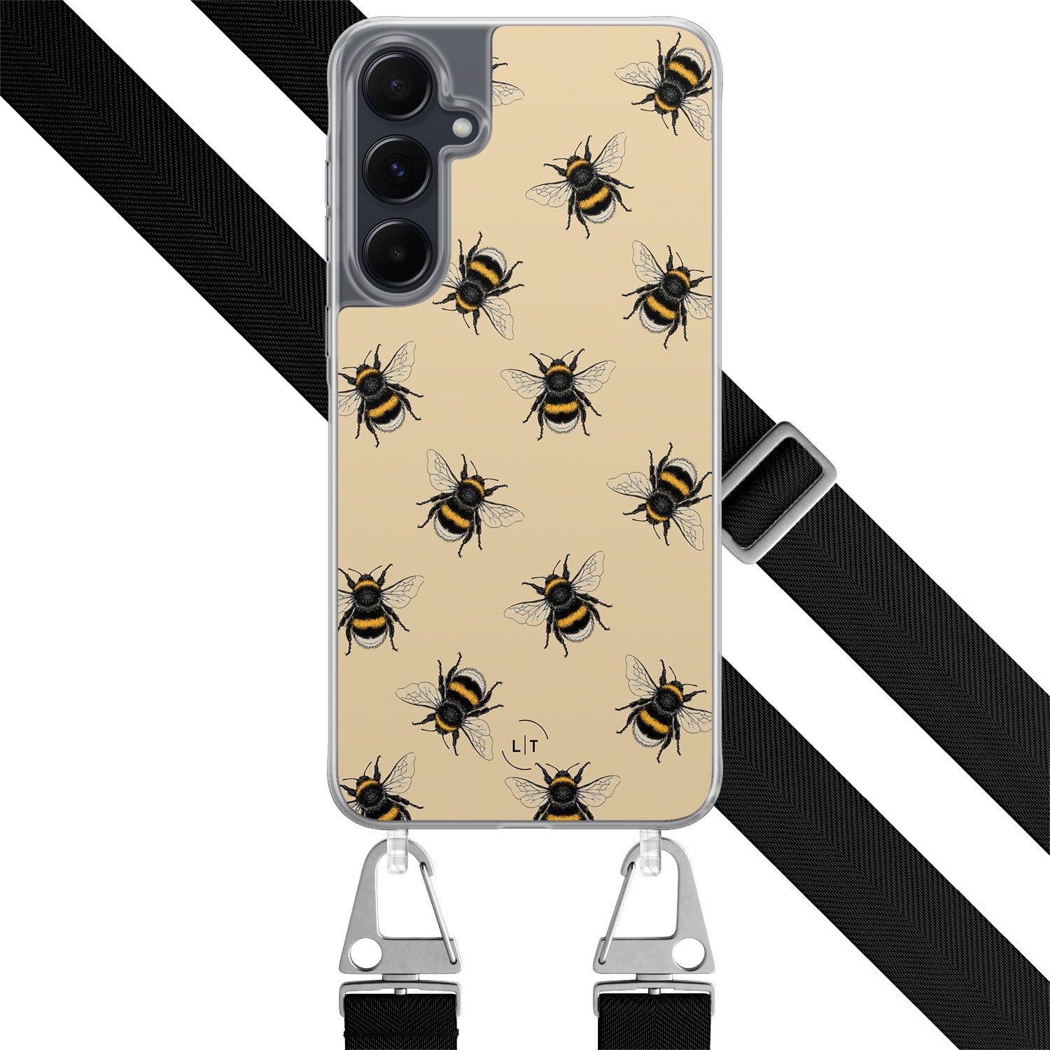 Leuke Telefoonhoesjes Samsung Galaxy A55 hoesje met zwart koord - Bee happy