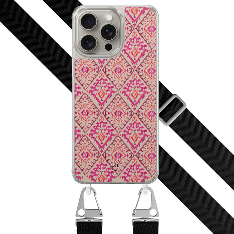 Leuke Telefoonhoesjes iPhone 15 Pro Max hoesje met zwart koord - Ibiza art deco
