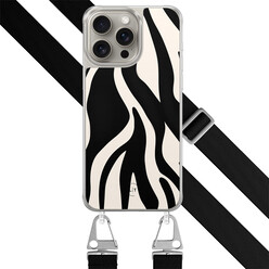 Leuke Telefoonhoesjes iPhone 15 Pro Max hoesje met zwart koord - Zebra