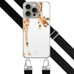 Leuke Telefoonhoesjes iPhone 15 Pro Max hoesje met zwart koord - Giraffe