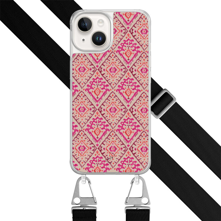 Leuke Telefoonhoesjes iPhone 14 hoesje met zwart koord - Ibiza art deco