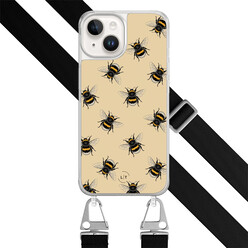 Leuke Telefoonhoesjes iPhone 14 hoesje met zwart koord - Bee happy