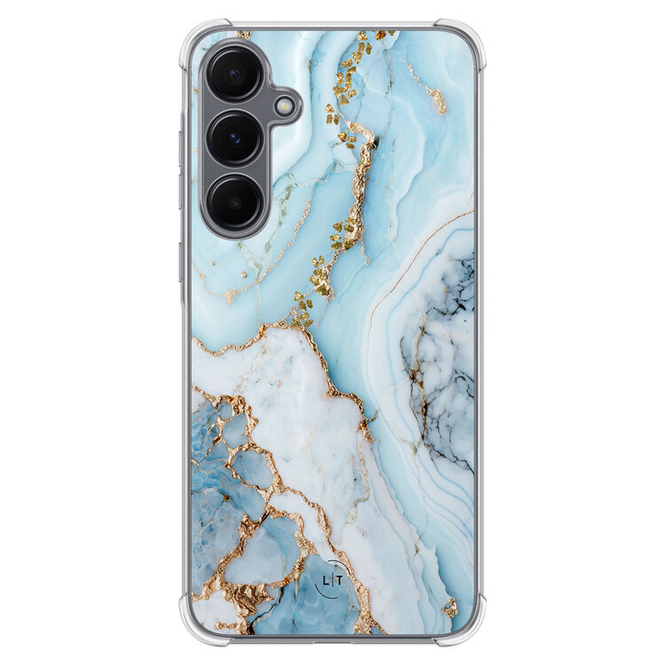 Leuke Telefoonhoesjes Samsung Galaxy A35 shockproof case - Marmer babyblauw
