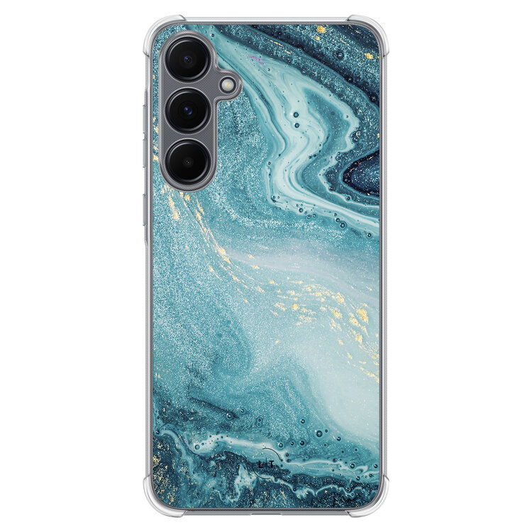Leuke Telefoonhoesjes Samsung Galaxy A35 shockproof case - Marmer blauw
